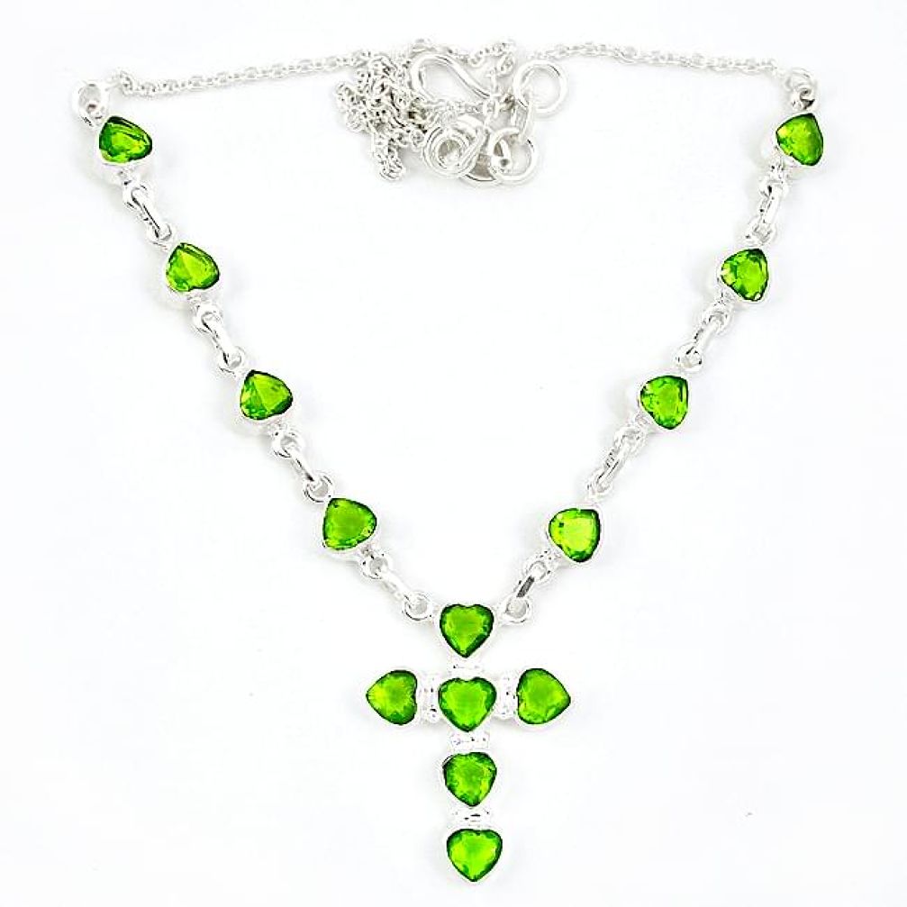 Green peridot quartz 925 sterling silver holy cross necklace jewelry k57100