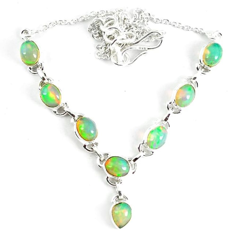 Natural multi color ethiopian opal 925 sterling silver necklace k61889