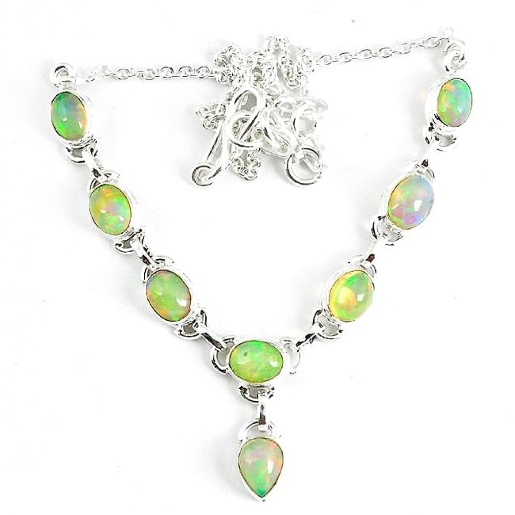 925 sterling silver natural multi color ethiopian opal necklace k61891