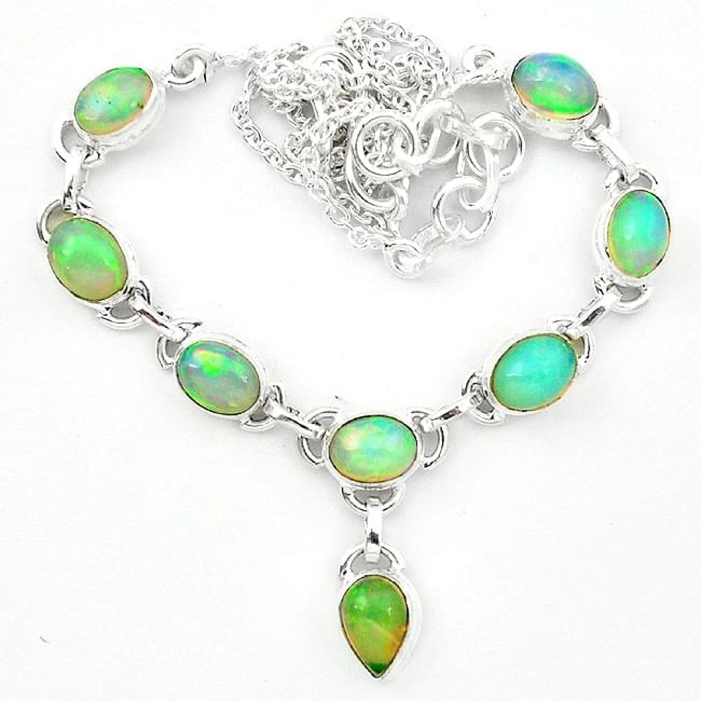 Natural multi color ethiopian opal 925 sterling silver necklace k62703