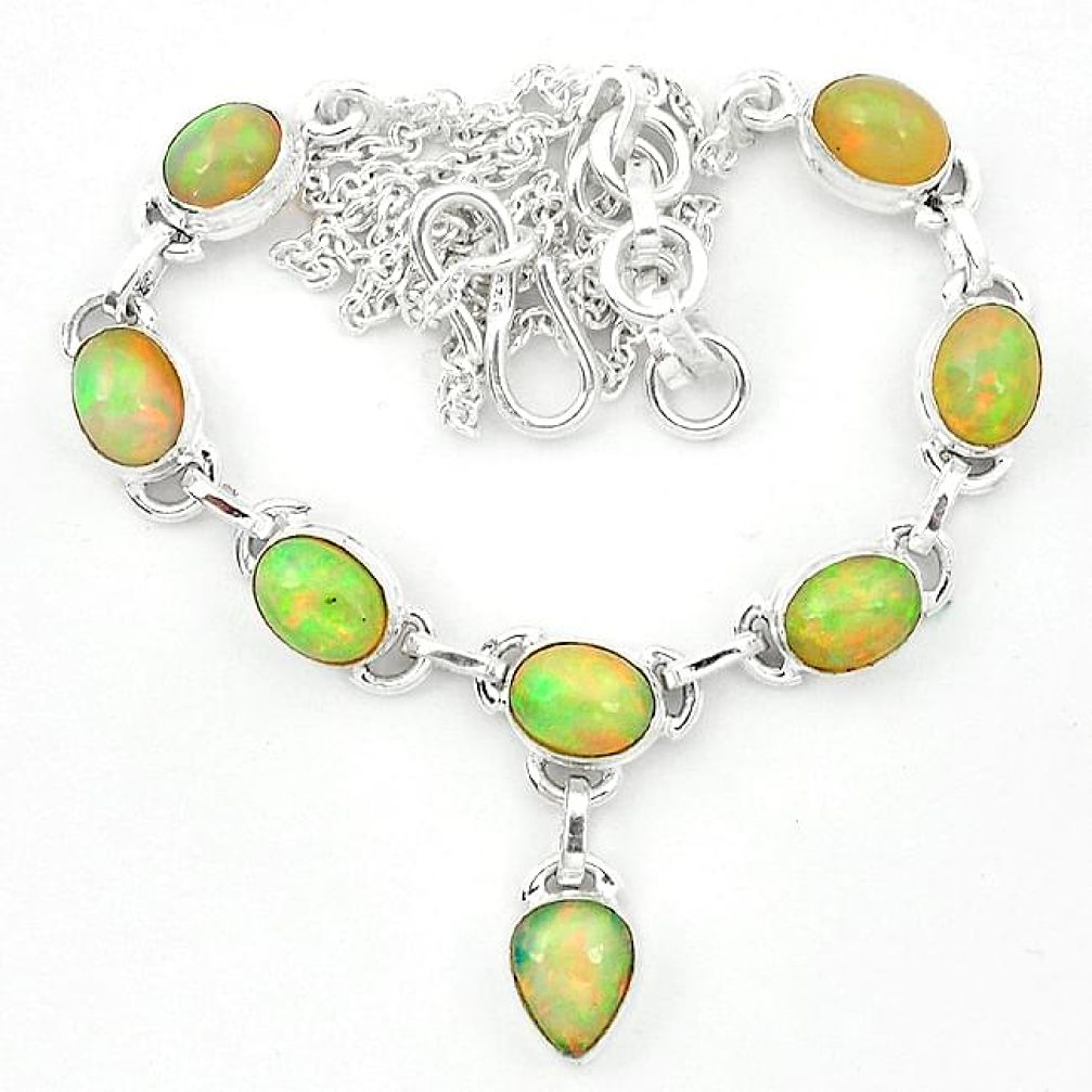 Natural multi color ethiopian opal 925 sterling silver necklace k62704