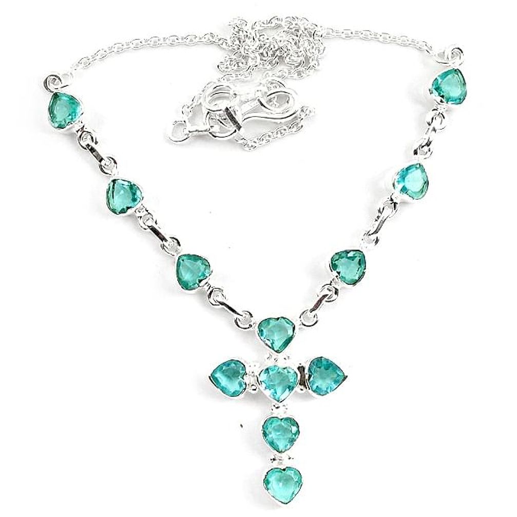 17.24cts blue topaz quartz 925 sterling silver necklace jewelry k83305