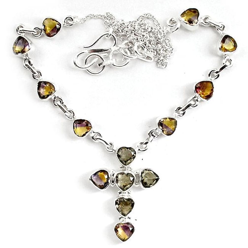 23.50cts champagne topaz quartz 925 sterling silver necklace jewelry k83312
