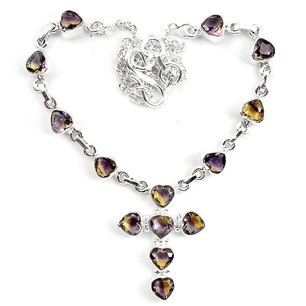 22.54cts multicolor ametrine (lab) 925 sterling silver necklace jewelry k83313