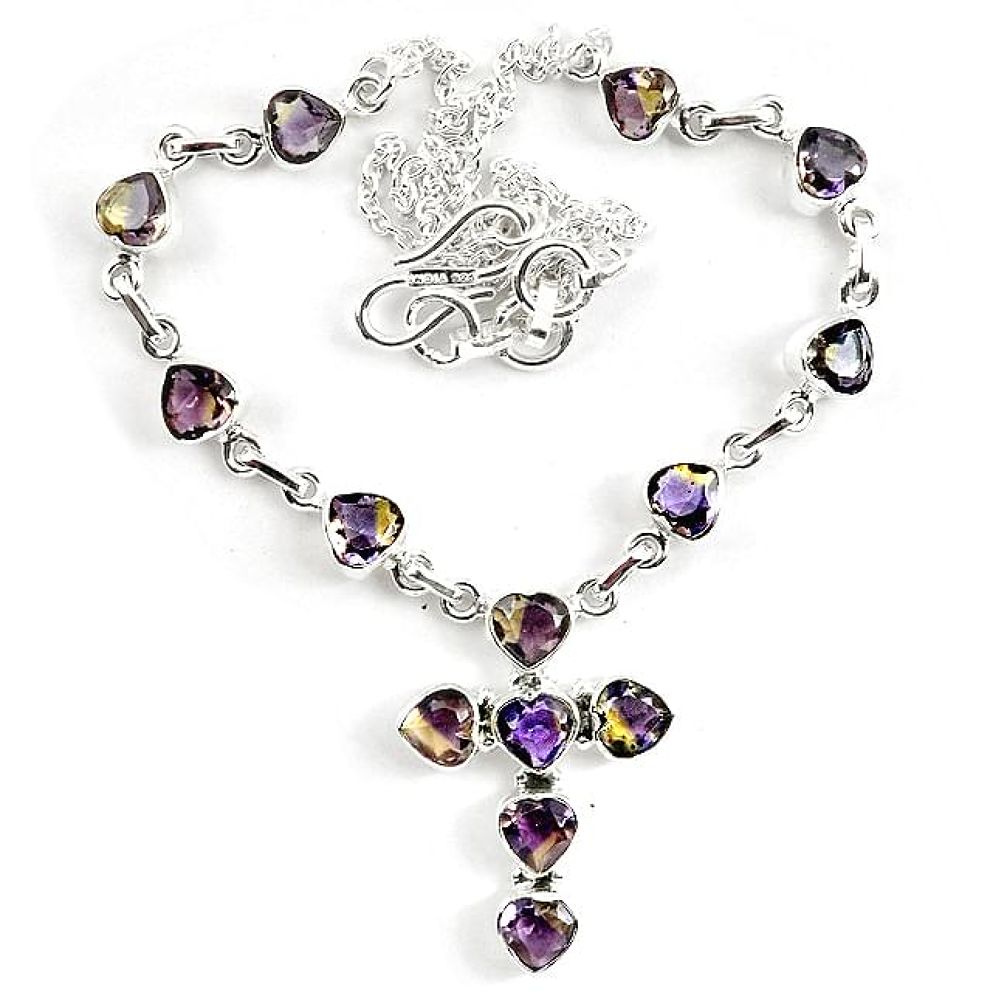 23.54cts multicolor ametrine (lab) 925 sterling silver necklace jewelry k83315