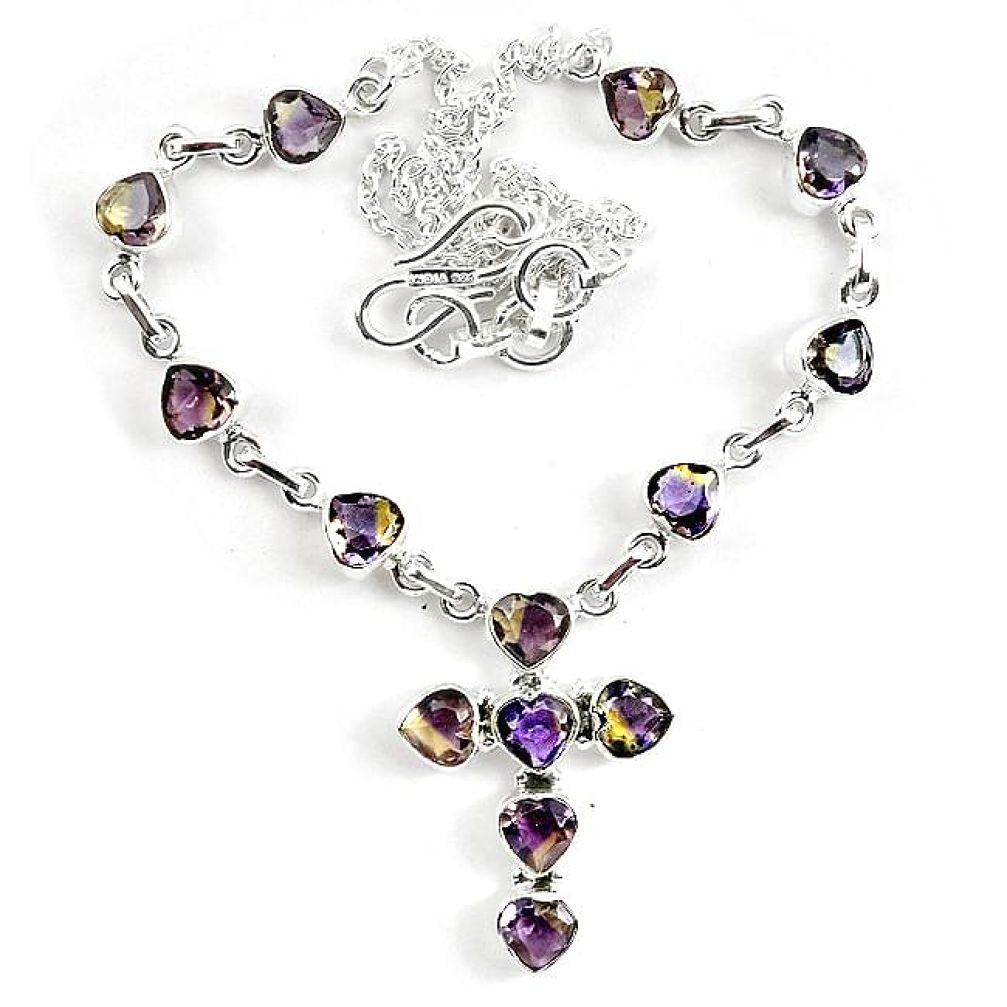 23.79cts multicolor ametrine (lab) 925 sterling silver necklace jewelry k83316