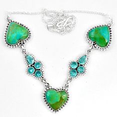 Green arizona mohave turquoise topaz 925 silver necklace jewelry k83333