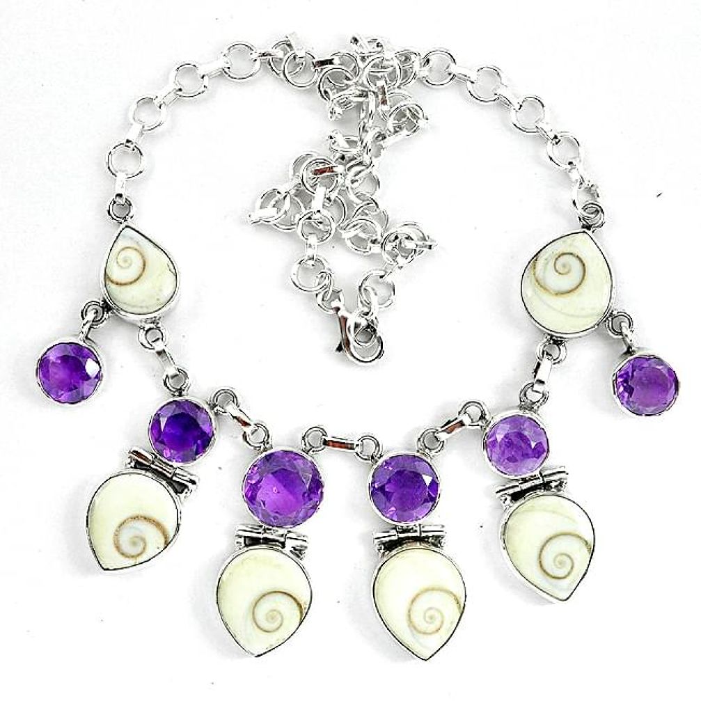 Natural white shiva eye amethyst 925 sterling silver necklace jewelry k83338
