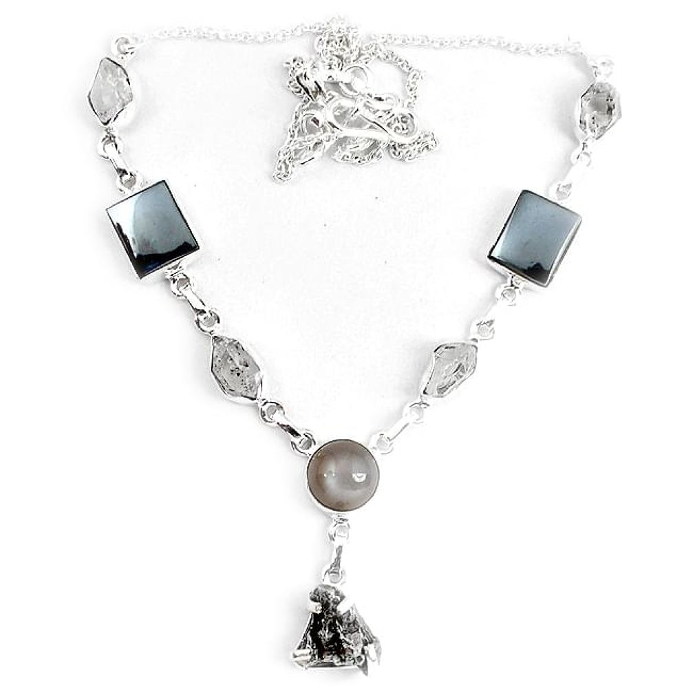 925 sterling silver natural rainbow campo del cielo (meteorite) necklace k86615