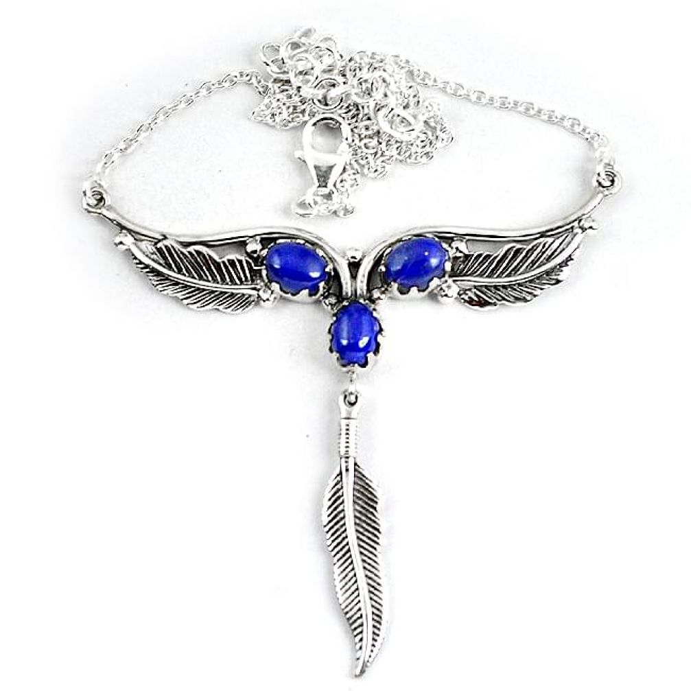 Natural blue lapis lazuli 925 sterling silver necklace jewelry k86820