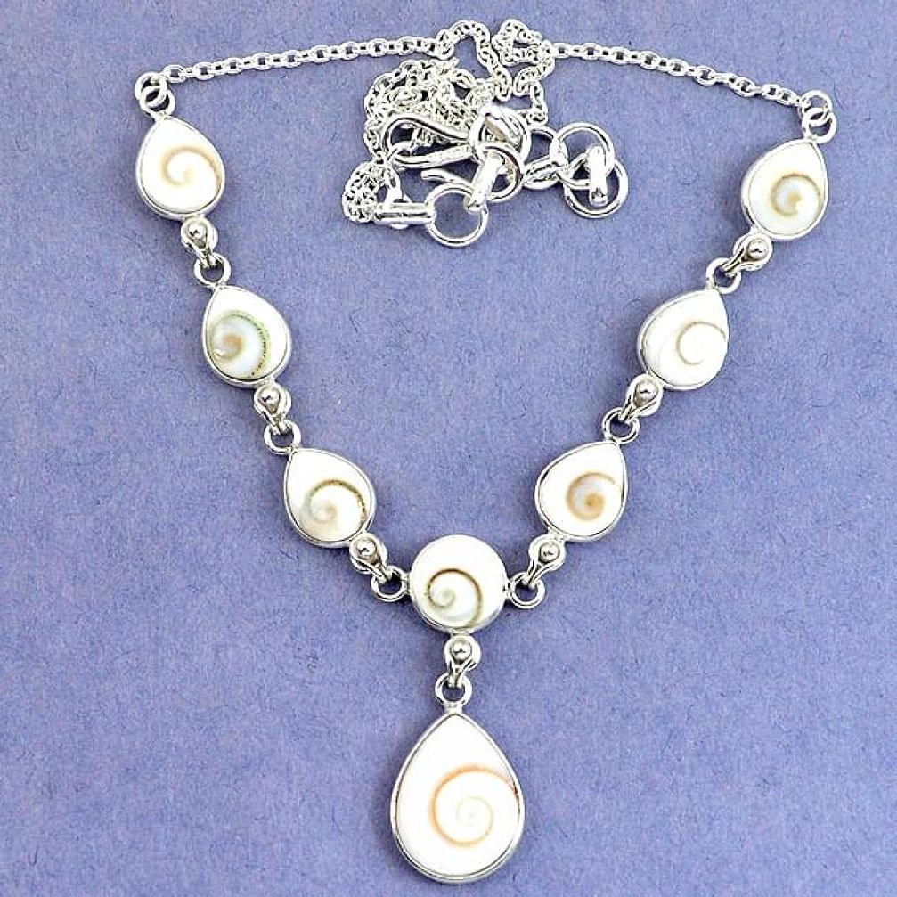 Natural white shiva eye 925 sterling silver necklace jewelry k86821