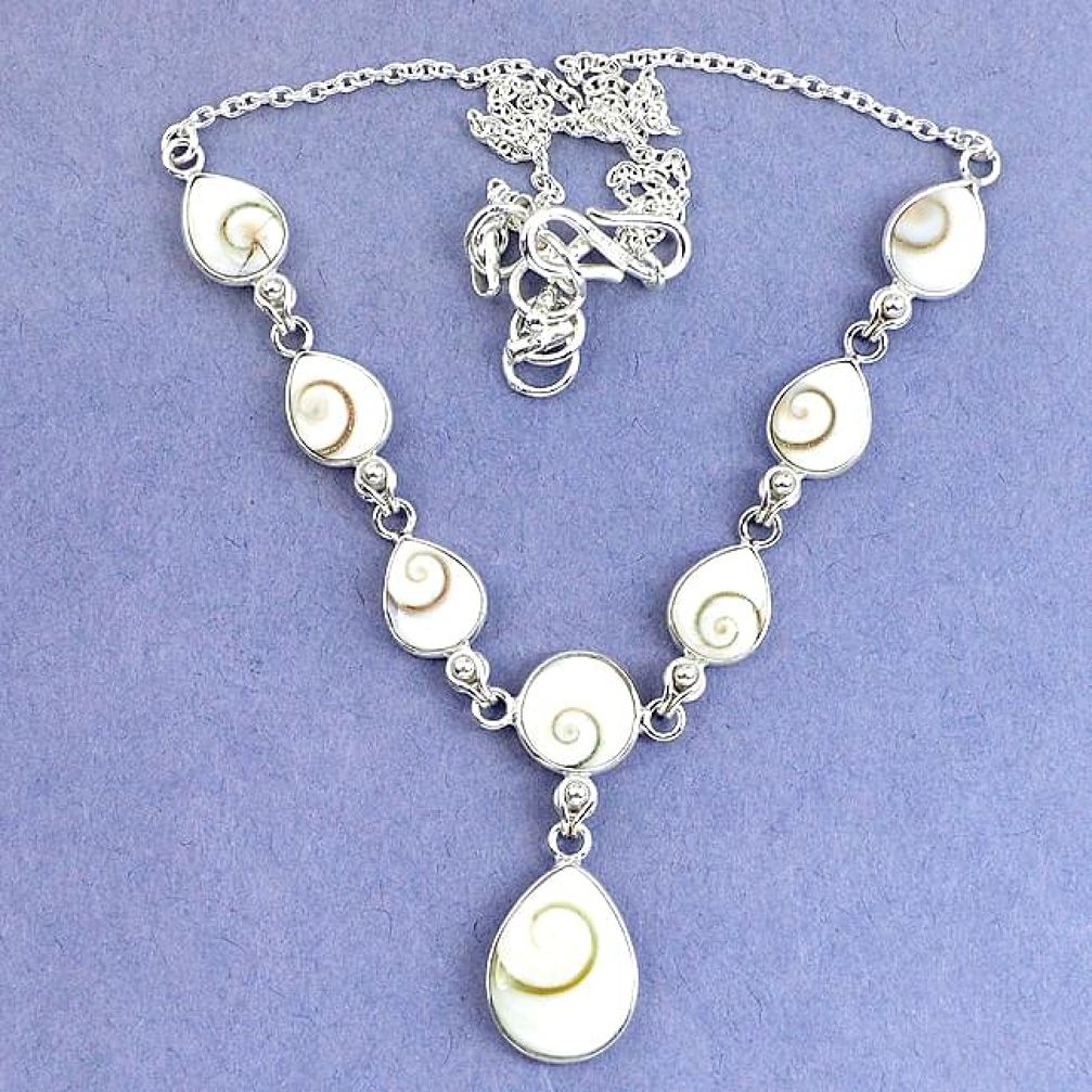 Natural white shiva eye 925 sterling silver necklace jewelry k86822