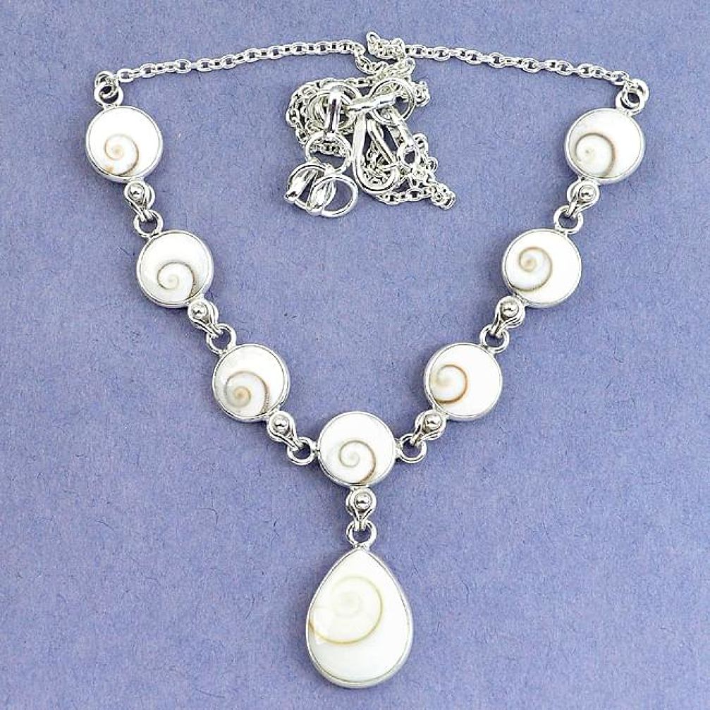 Natural white shiva eye pear 925 sterling silver necklace jewelry k86823