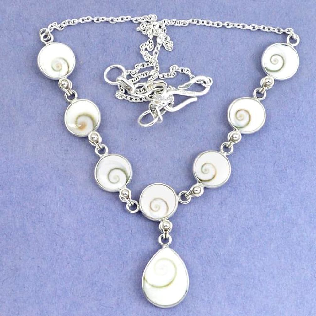 Natural white shiva eye pear 925 sterling silver necklace jewelry k86827