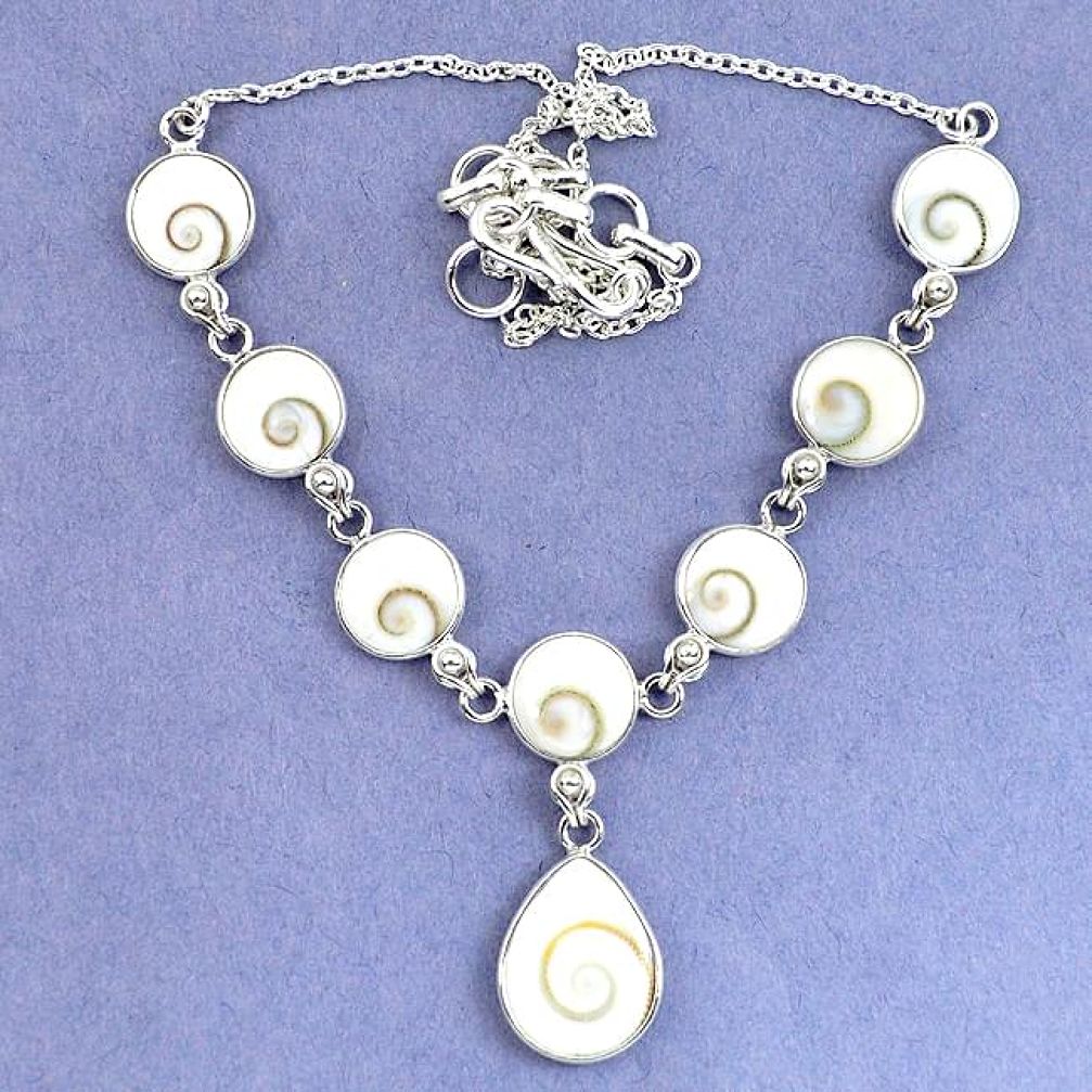 Natural white shiva eye pear shape 925 sterling silver necklace jewelry k86841