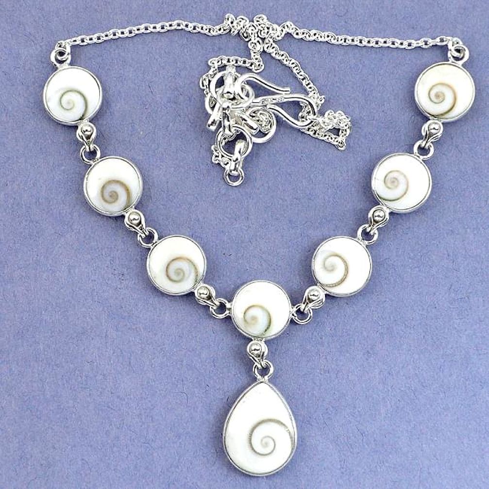 Natural white shiva eye pear 925 sterling silver necklace jewelry k86842