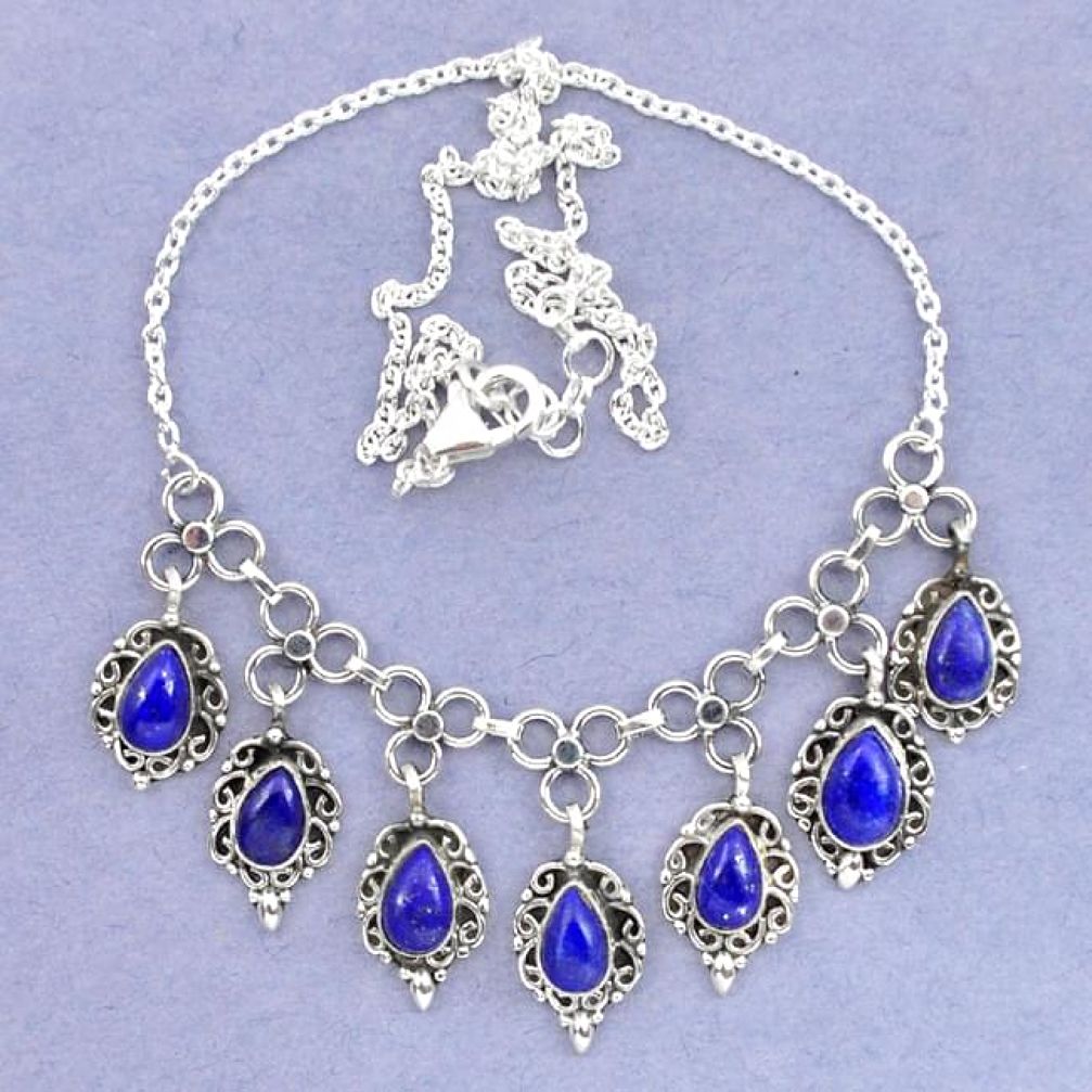 925 sterling silver natural blue lapis lazuli necklace jewelry k92470