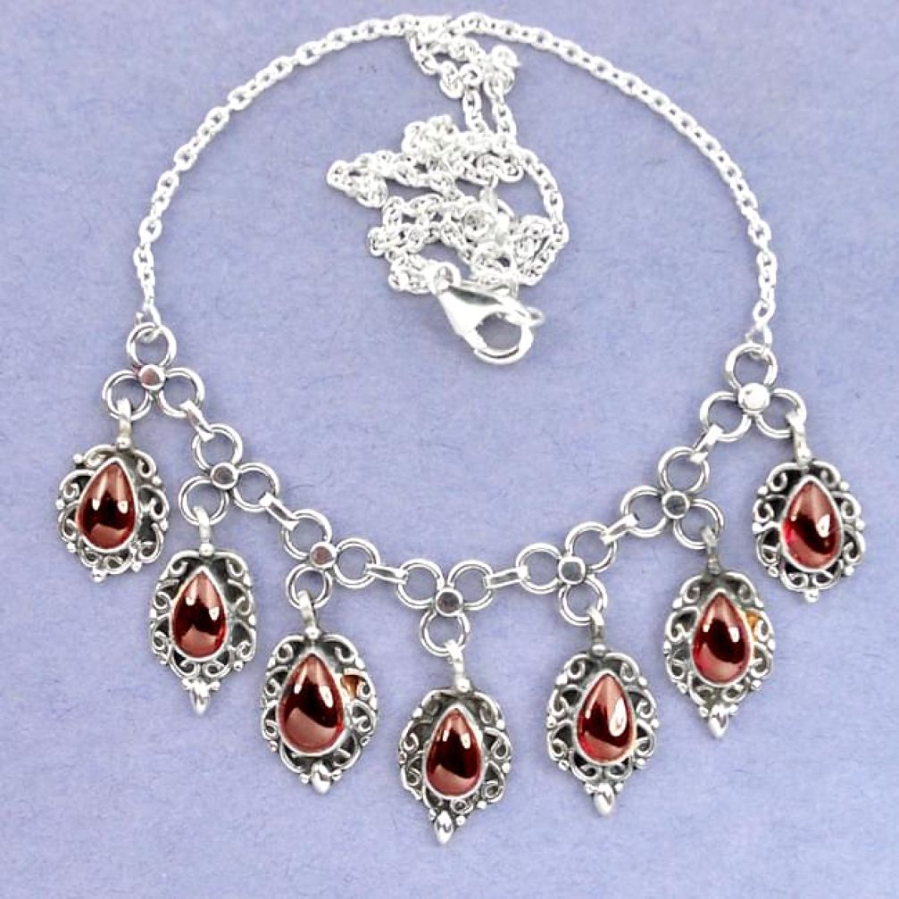 Natural red garnet 925 sterling silver necklace jewelry k92471