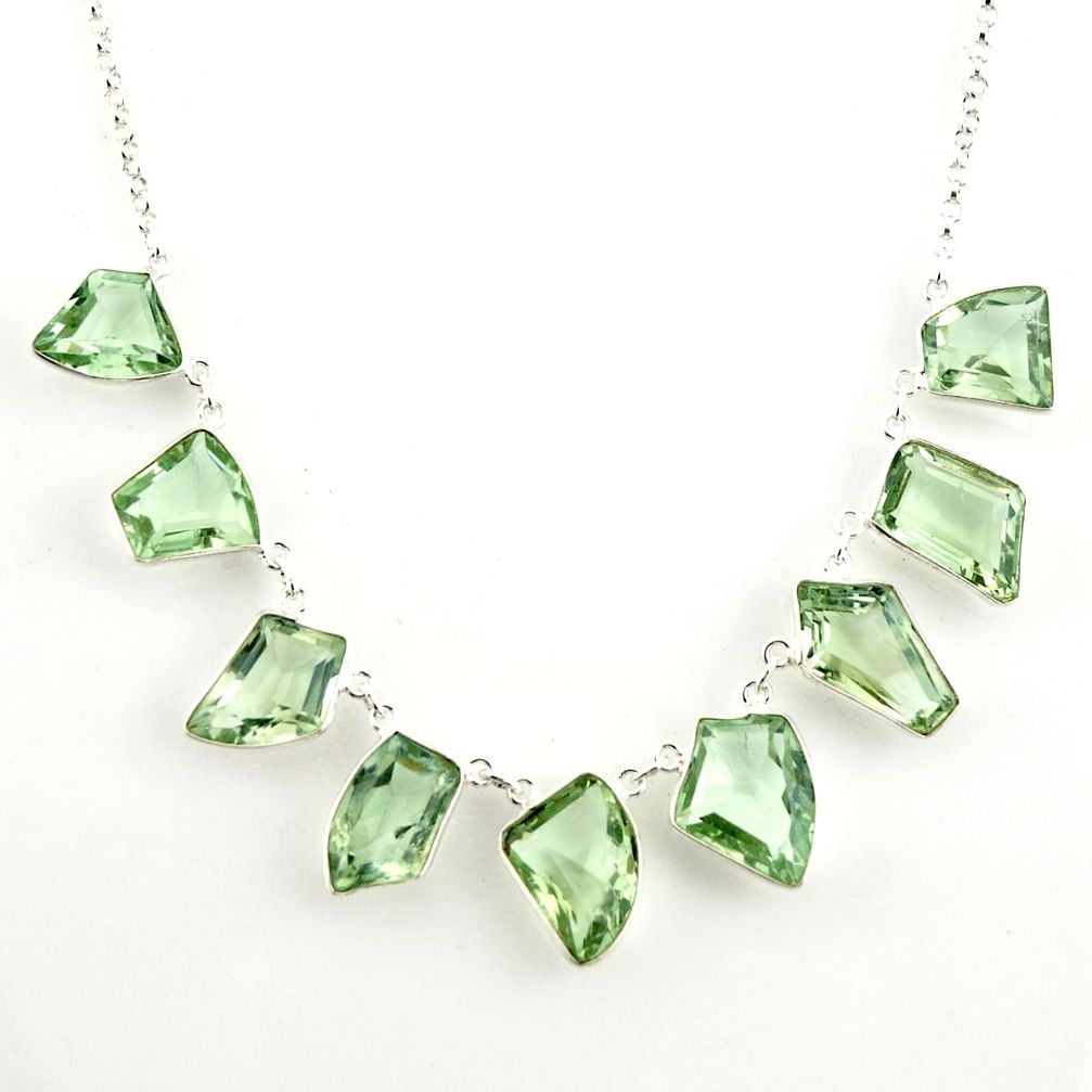 925 sterling silver 54.78cts natural green amethyst fancy necklace r14183