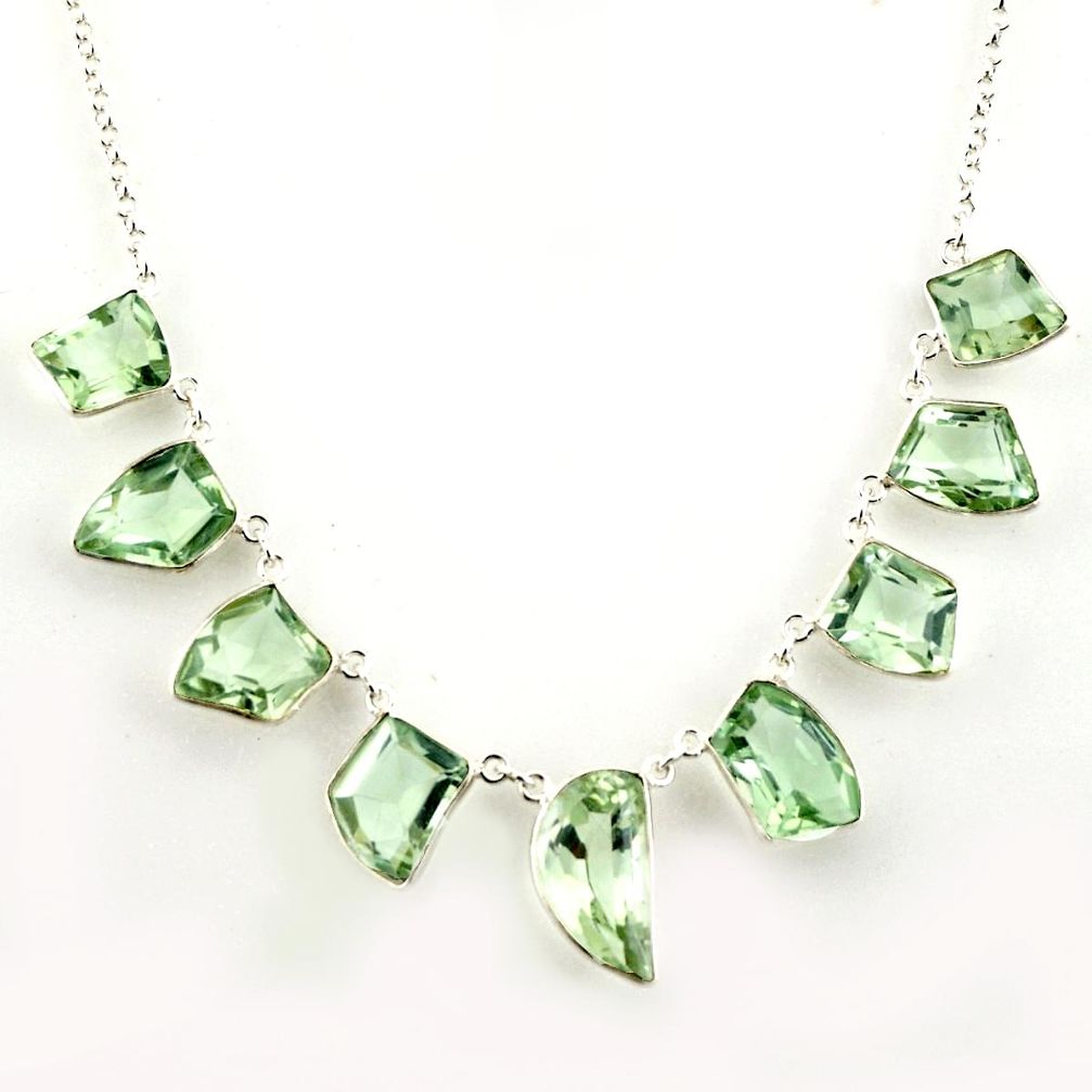 49.39cts natural green amethyst 925 sterling silver necklace jewelry r14185