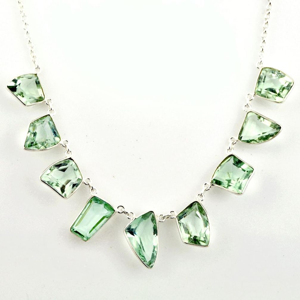 925 sterling silver 51.88cts natural green amethyst necklace jewelry r14186