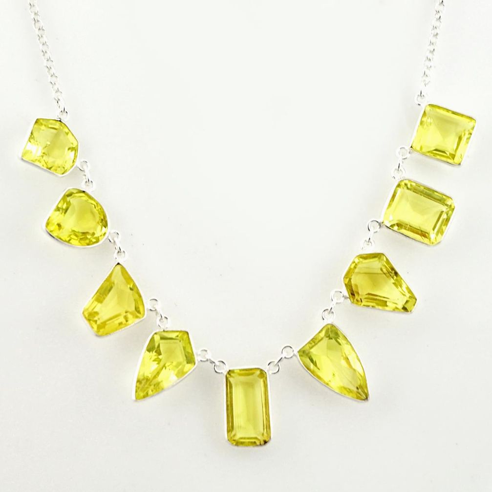 52.26cts natural lemon topaz fancy 925 sterling silver necklace jewelry r14188