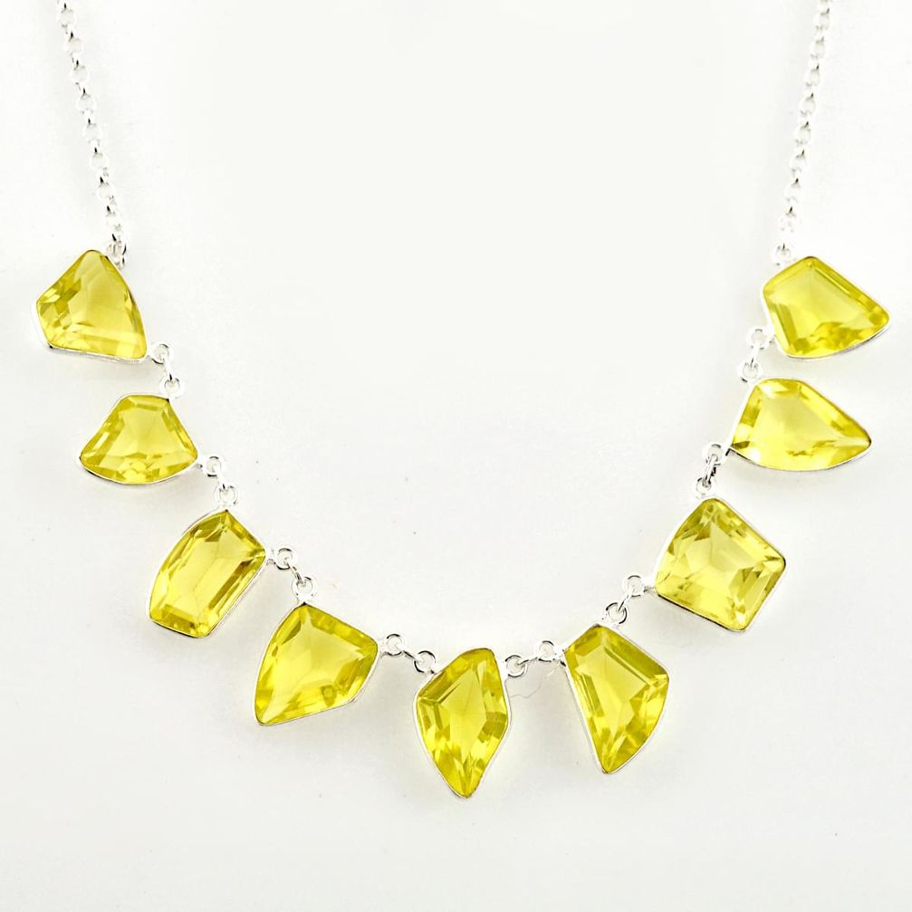 51.82cts natural lemon topaz fancy 925 sterling silver necklace jewelry r14189