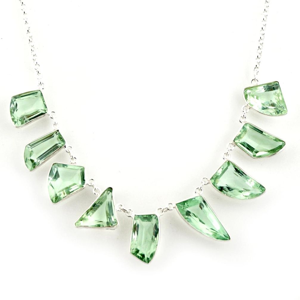59.39cts natural green amethyst 925 sterling silver necklace jewelry r14201