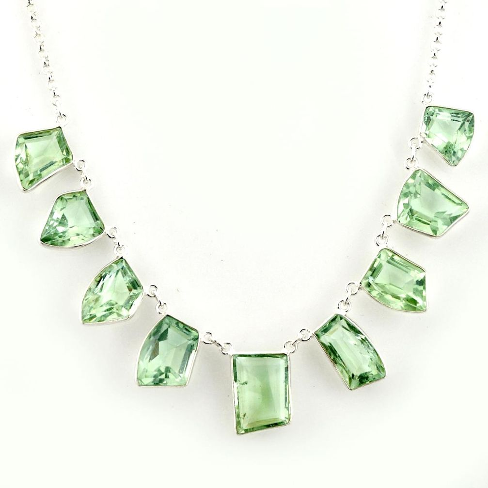 54.78cts natural green amethyst 925 sterling silver necklace jewelry r14202