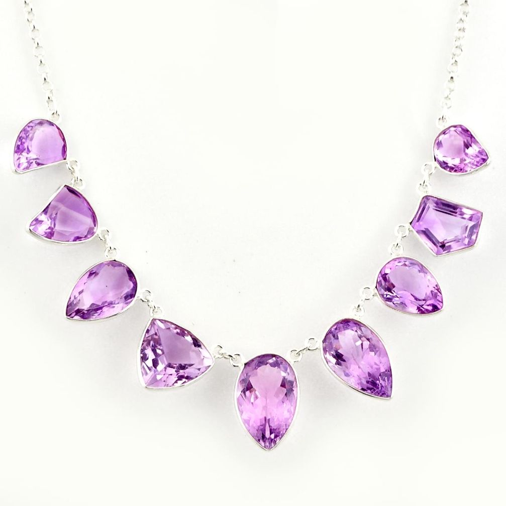 57.10cts natural pink amethyst 925 sterling silver necklace jewelry r14209