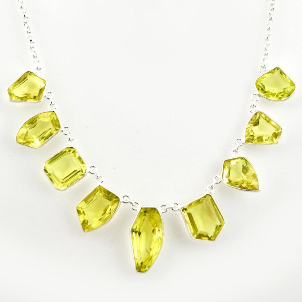 55.19cts natural lemon topaz 925 sterling silver necklace jewelry r14210