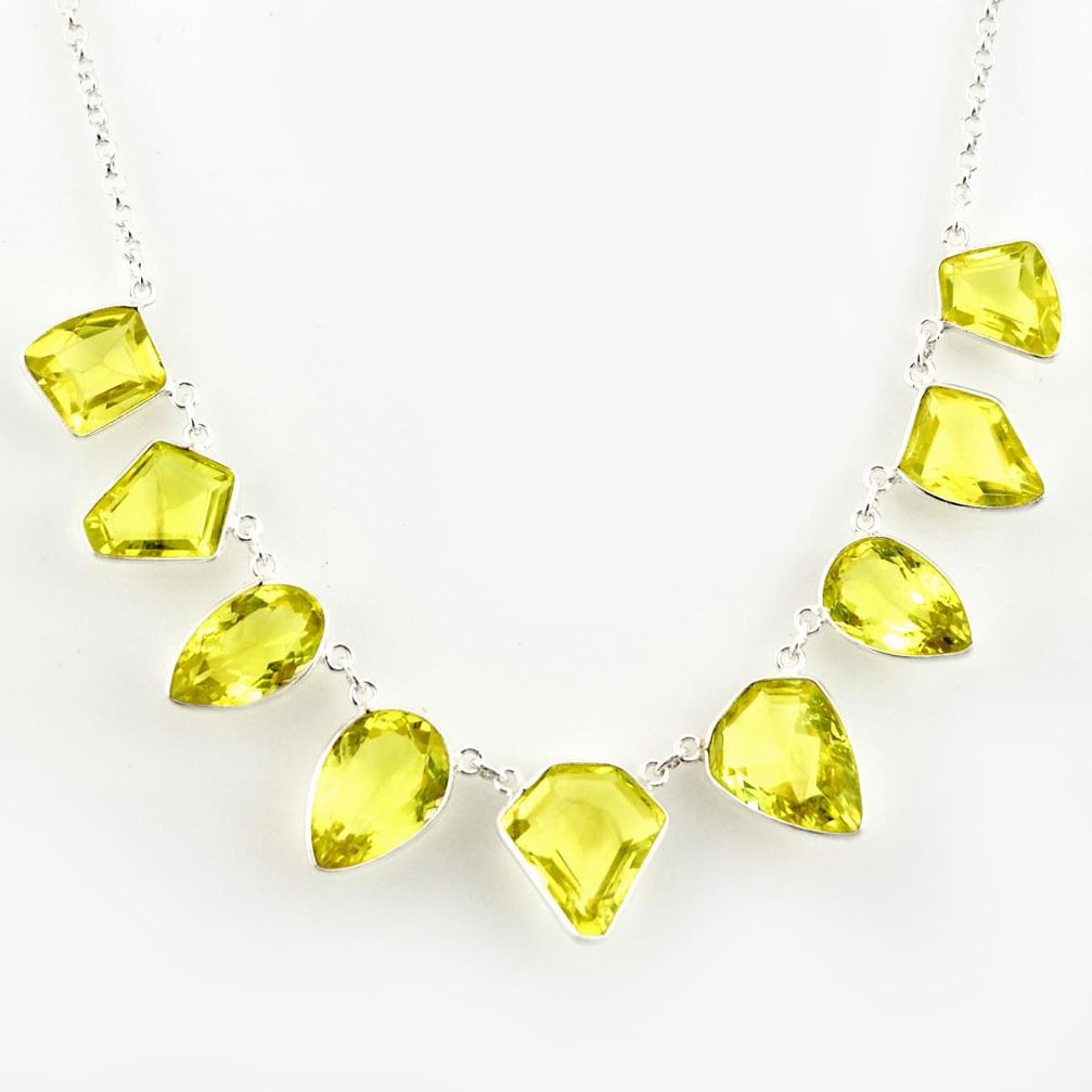 55.85cts natural lemon topaz 925 sterling silver necklace jewelry r14213