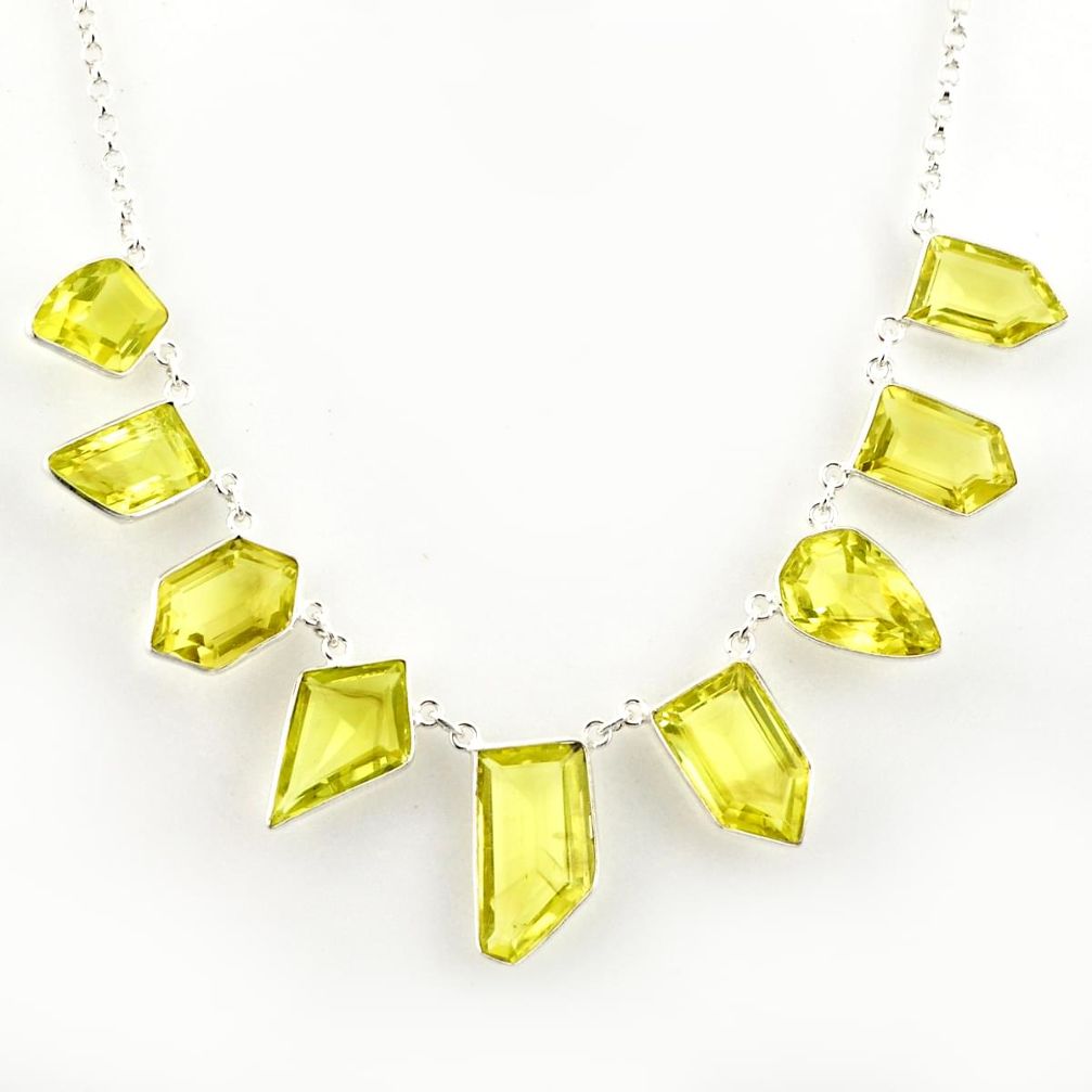 57.10cts natural lemon topaz 925 sterling silver necklace jewelry r14214