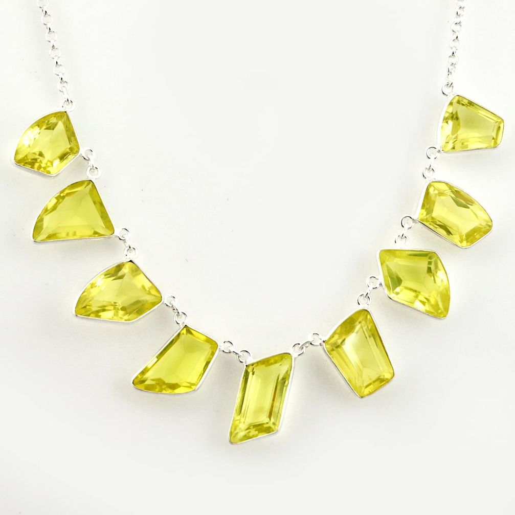 58.09cts natural lemon topaz 925 sterling silver necklace jewelry r14215