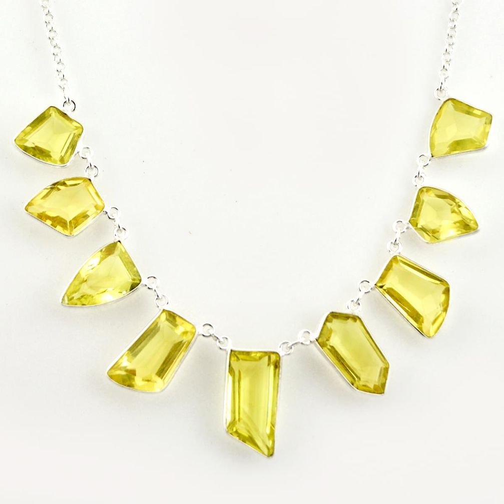 925 sterling silver 54.20cts natural lemon topaz necklace jewelry r14216