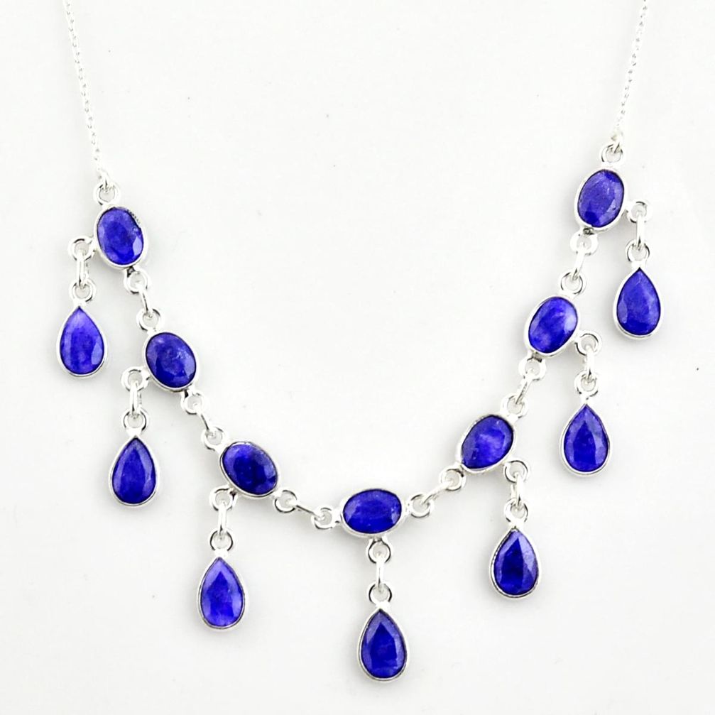 20.27cts natural blue sapphire 925 sterling silver necklace jewelry r14402