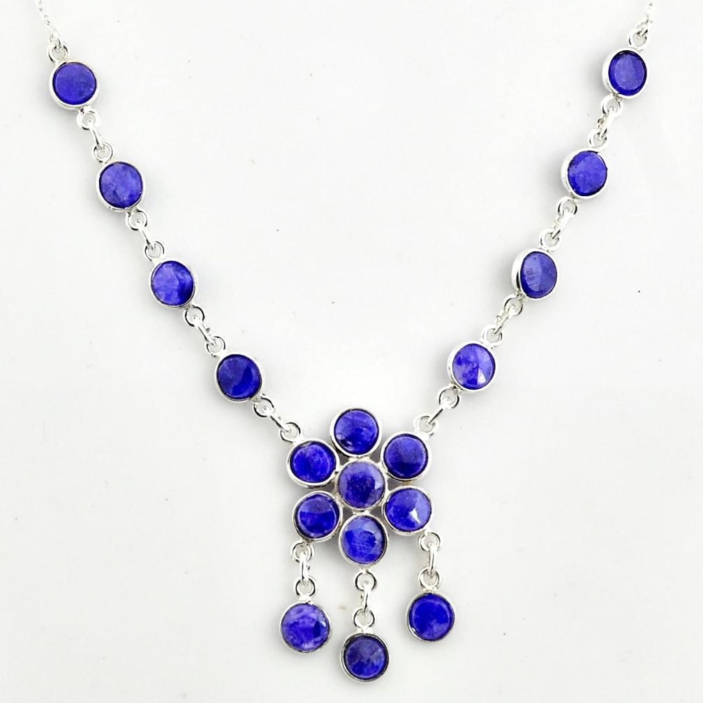 19.24cts natural blue sapphire 925 sterling silver necklace jewelry r14404