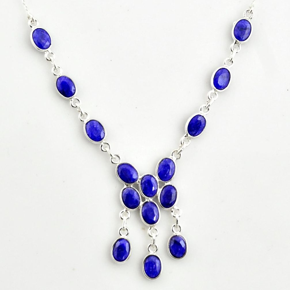925 sterling silver 20.86cts natural blue sapphire necklace jewelry r14406