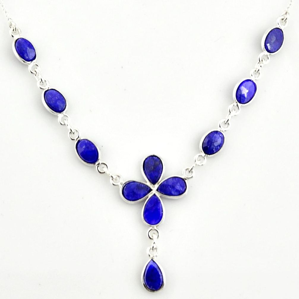 16.17cts natural blue sapphire 925 sterling silver necklace jewelry r14407