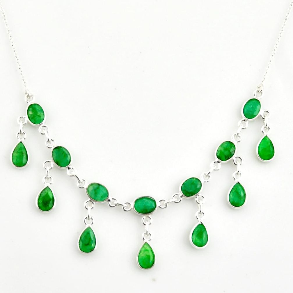 21.76cts natural green emerald 925 sterling silver necklace jewelry r14432