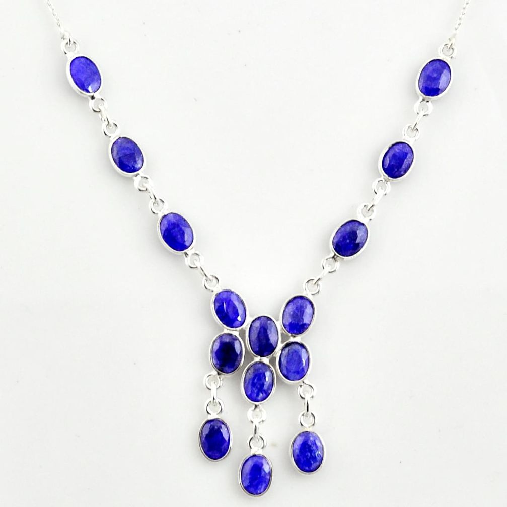 21.32cts natural blue sapphire 925 sterling silver necklace jewelry r14433