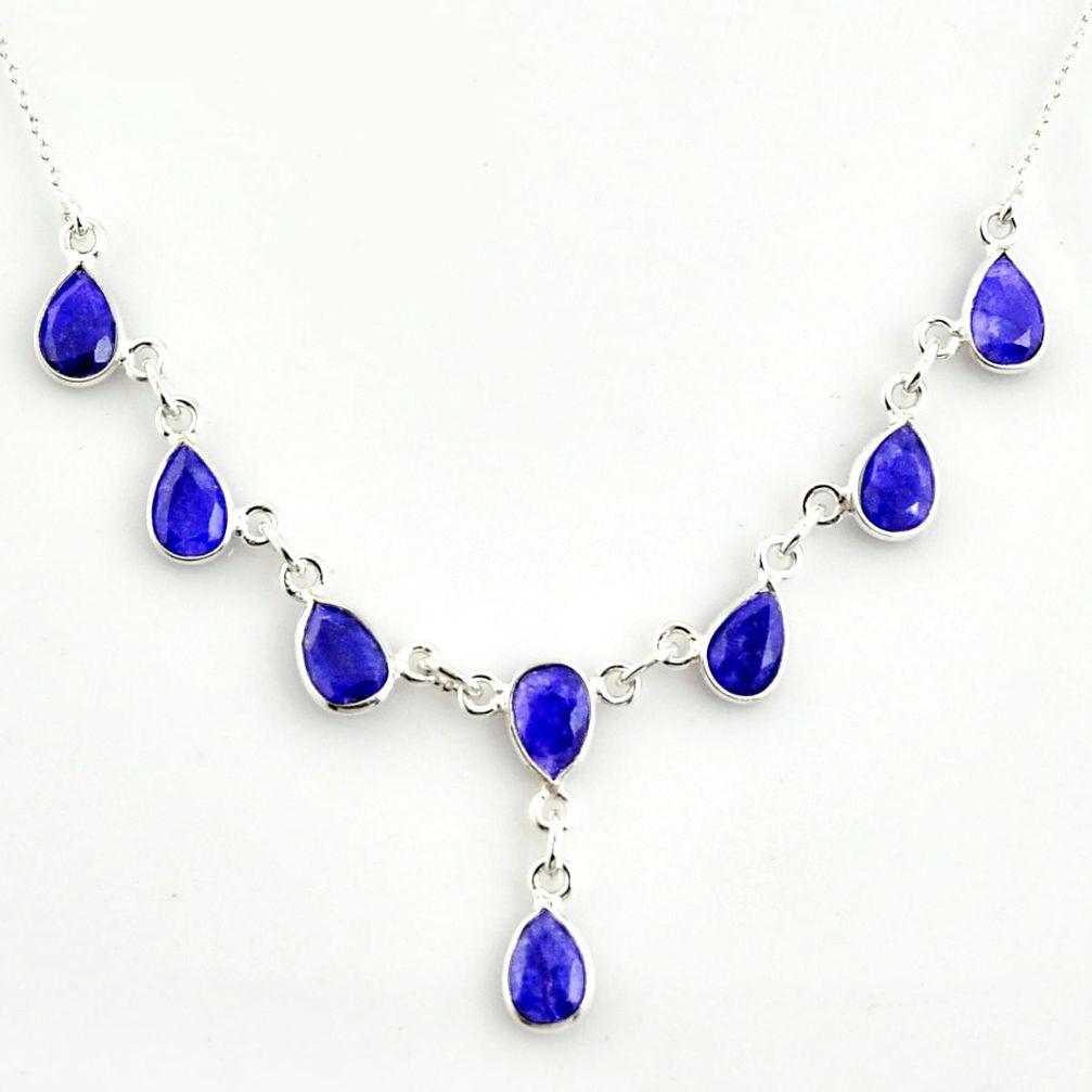 15.16cts natural blue sapphire 925 sterling silver necklace jewelry r14436