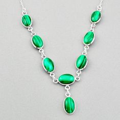 25.60cts natural green malachite (pilot's stone) 925 silver necklace u3344