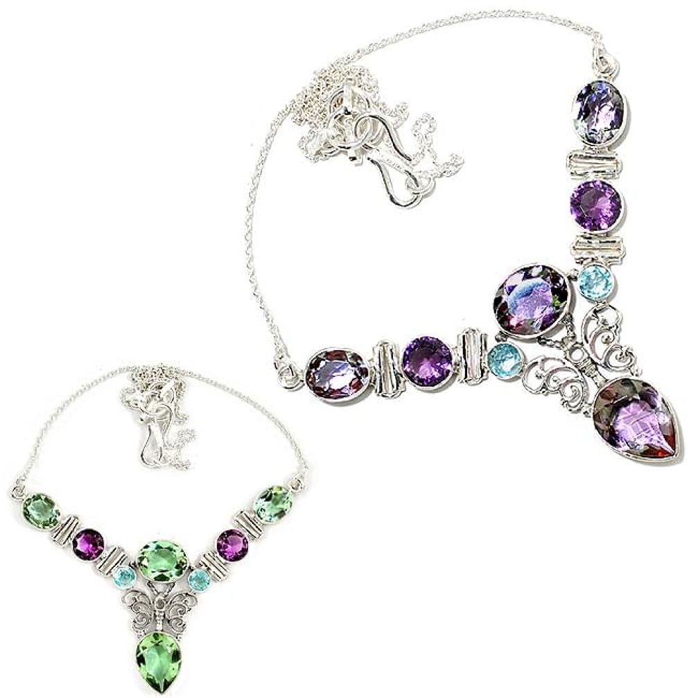 Color changeable alexandrite (lab) amethyst 925 silver butterfly necklace h90952