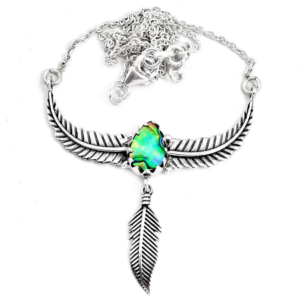 3.48cts dreamcatcher natural abalone paua seashell 925 silver necklace p41969