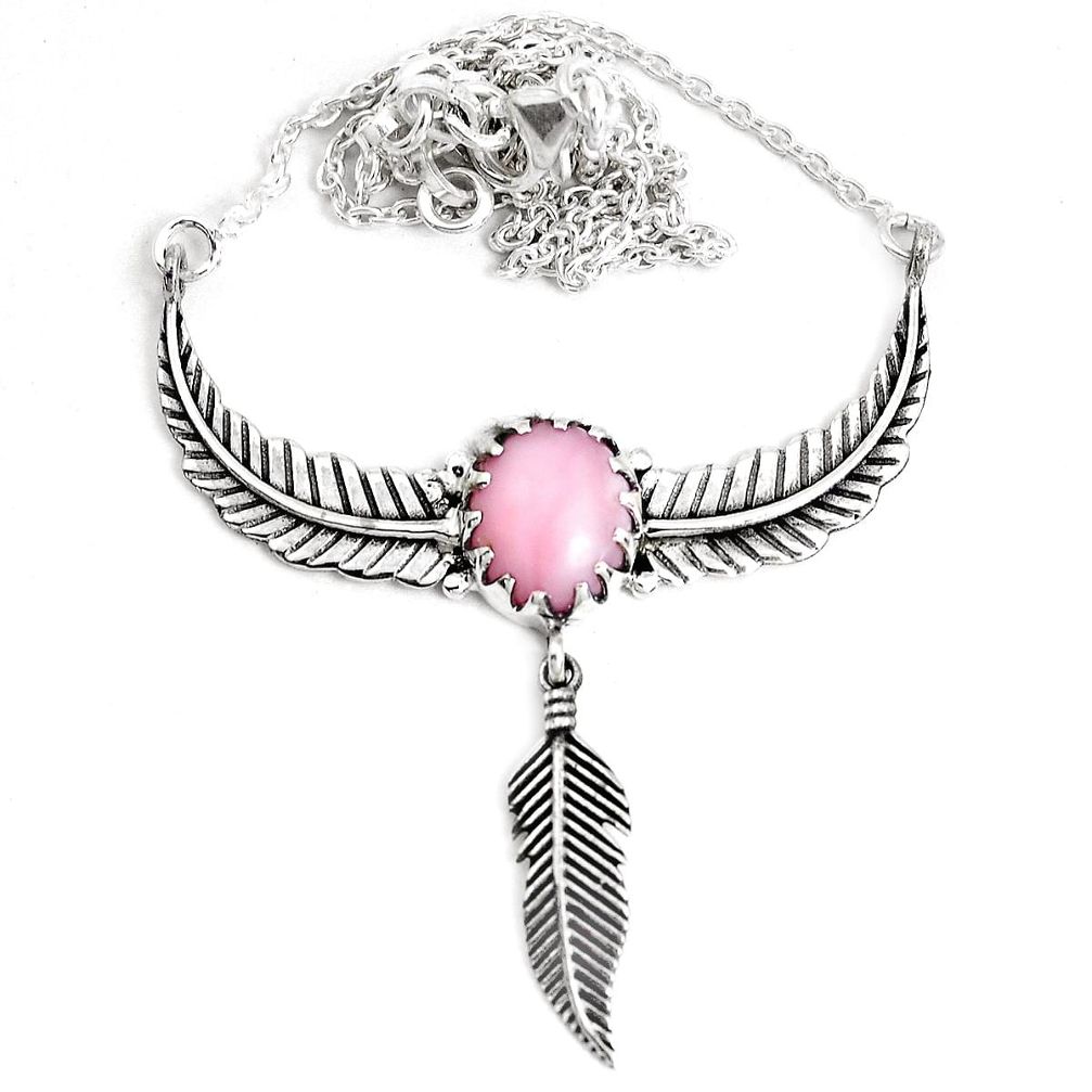 4.84cts dreamcatcher natural pink opal 925 sterling silver necklace p41967