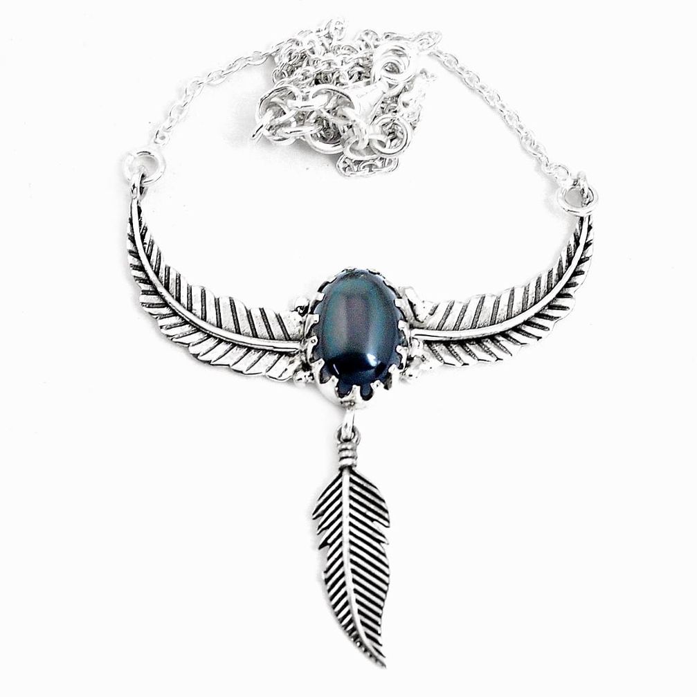5.56cts dreamcatcher natural rainbow obsidian eye 925 silver necklace p41966