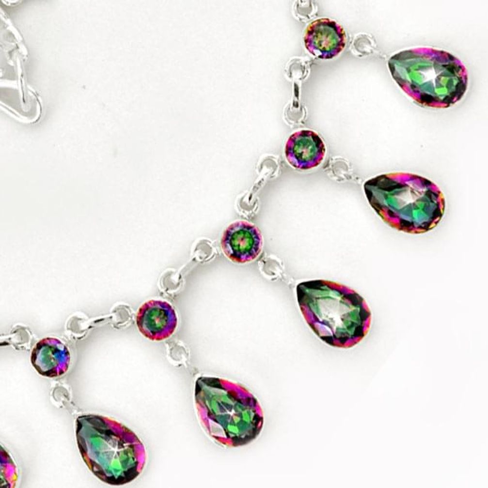 EXQUISITE MULTICOLOR RAINBOW TOPAZ 925 STERLING SILVER NECKLACE JEWELRY G68960