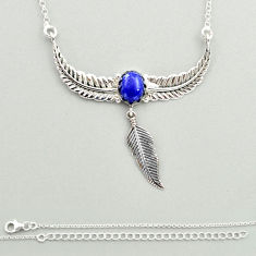 12925 silver 3.21cts dreamcatcher natural blue lapis lazuli oval necklace u24951