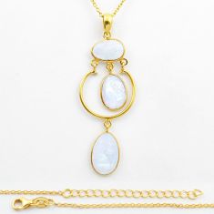 16.65cts 3 stone natural rainbow moonstone silver checker cut necklace u17158